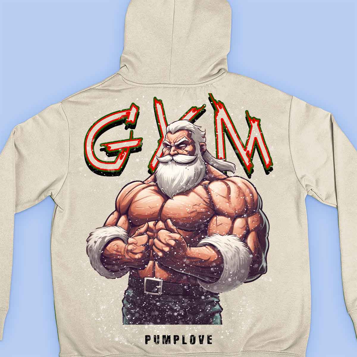 Gym Santa - Sudadera con capucha premium unisex con estampado en la espalda