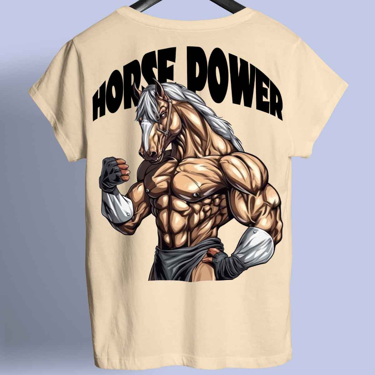 Horse Power - Camiseta premium unisex con estampado en la espalda