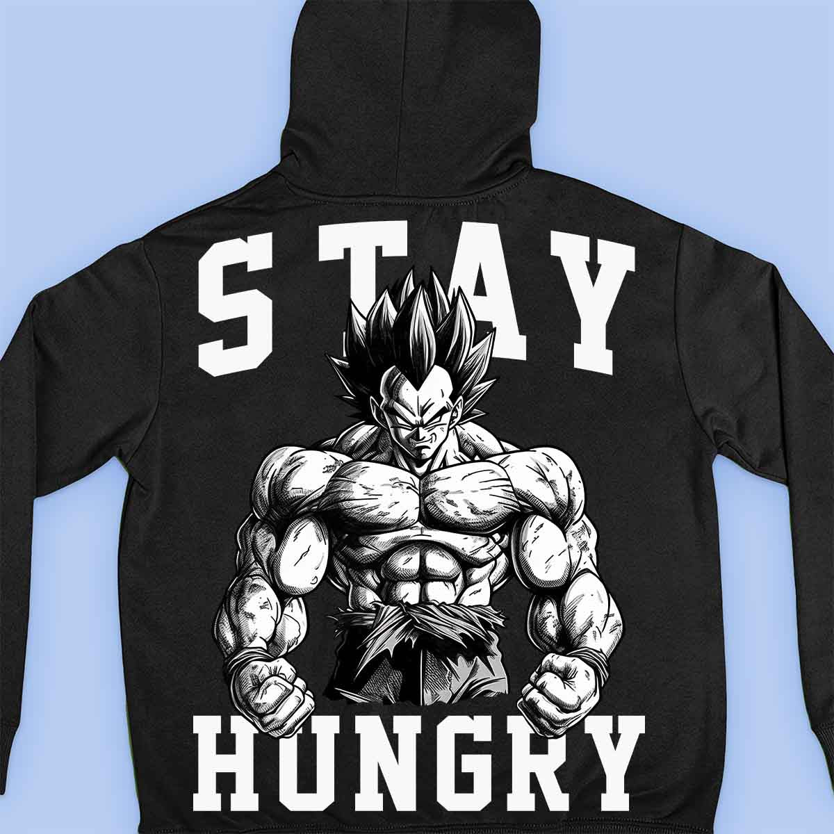 Stay Hungry - Sudadera con capucha premium unisex con estampado en la espalda