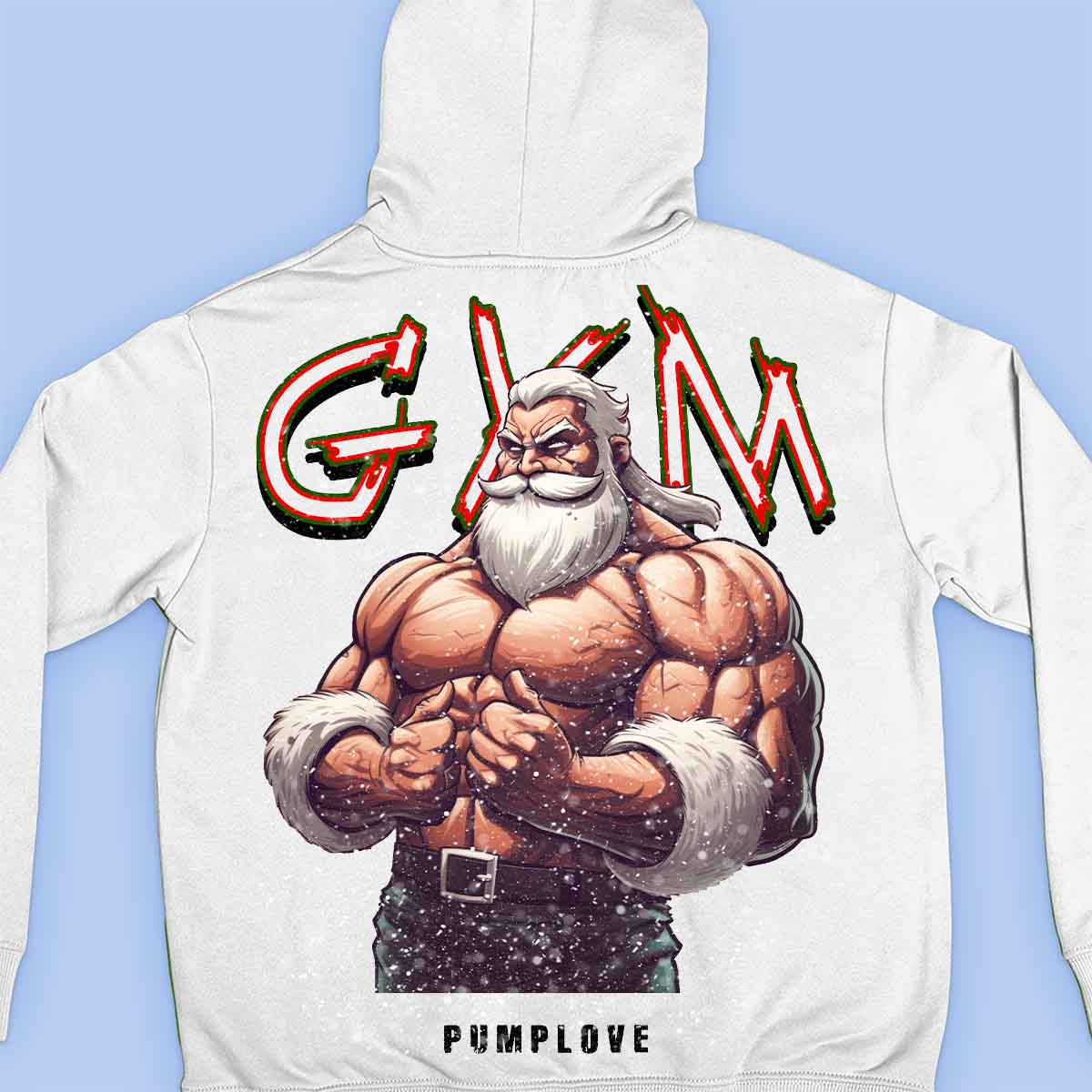 Gym Santa - Sudadera con capucha premium unisex con estampado en la espalda