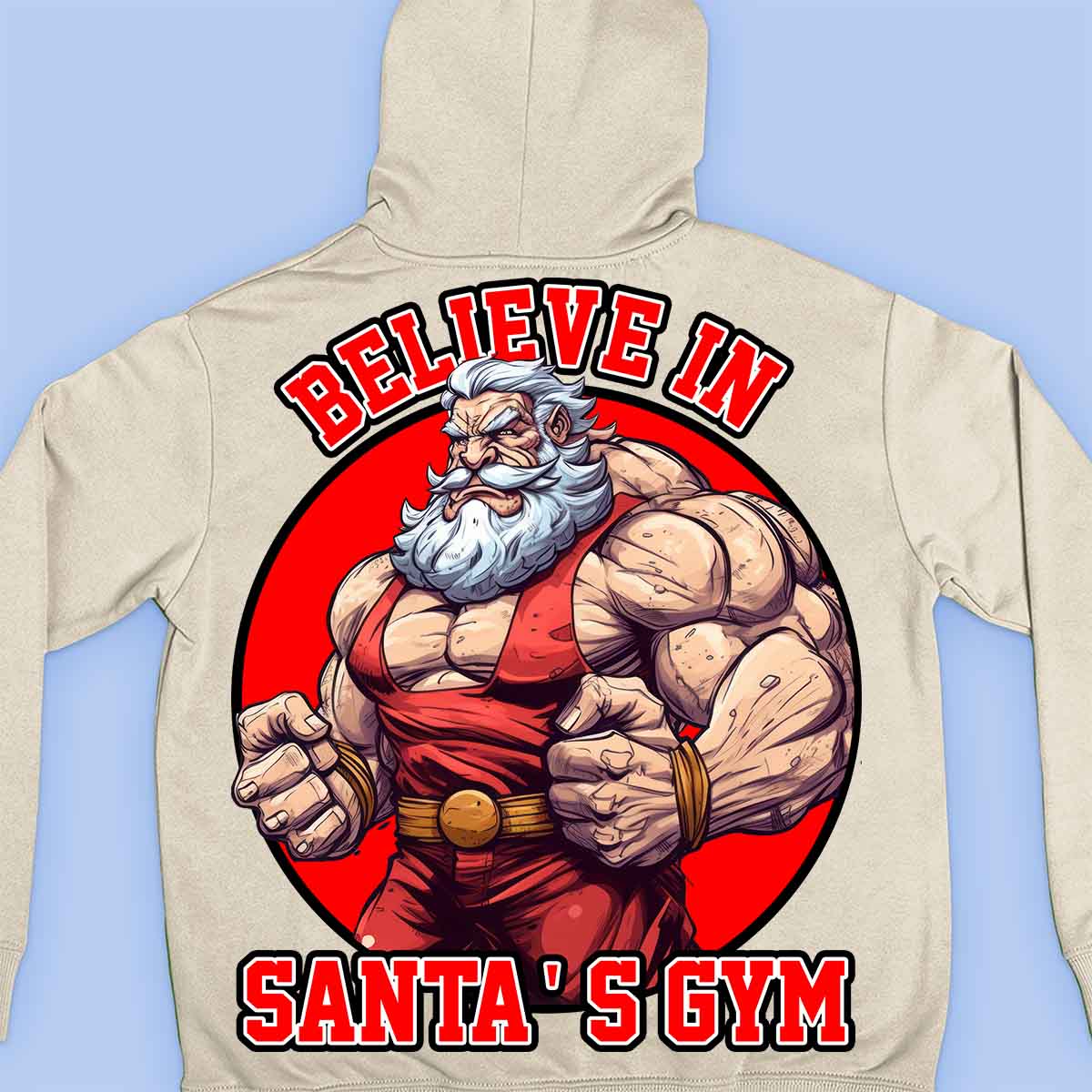 Santa's Gym - Sudadera con capucha premium unisex con estampado en la espalda