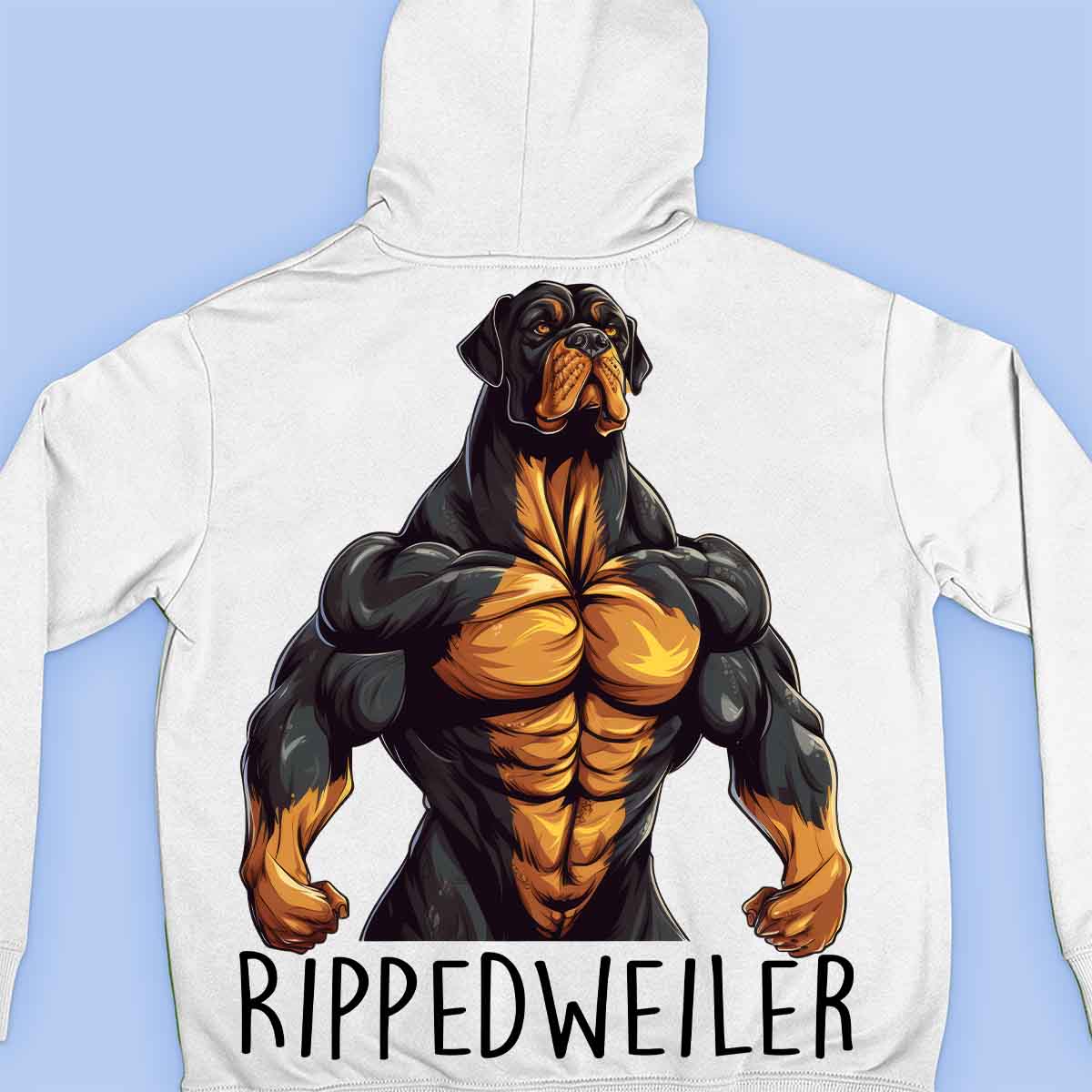 Rippedweiler - Sudadera con capucha premium unisex con estampado en la espalda