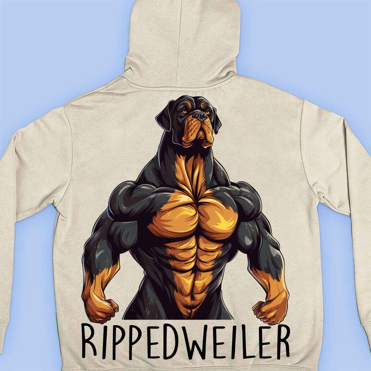 Rippedweiler - Sudadera con capucha premium unisex con estampado en la espalda