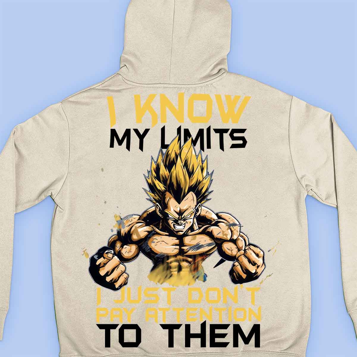 Limits - Sudadera con capucha premium unisex con estampado en la espalda