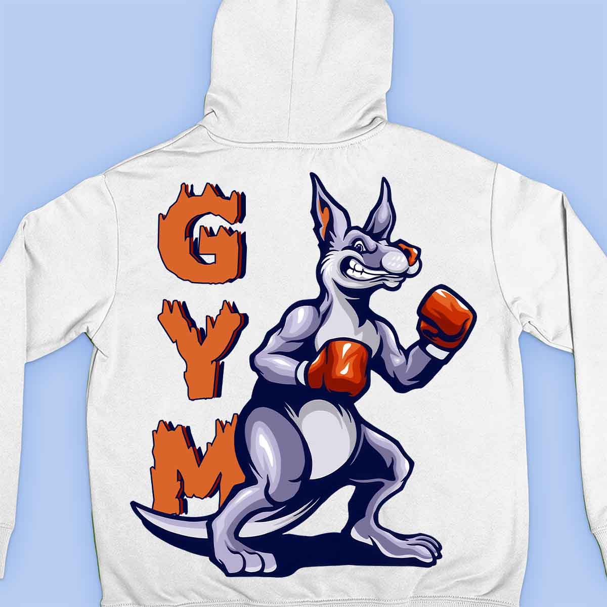 Gym Kangaroo - Sudadera con capucha premium unisex con estampado en la espalda