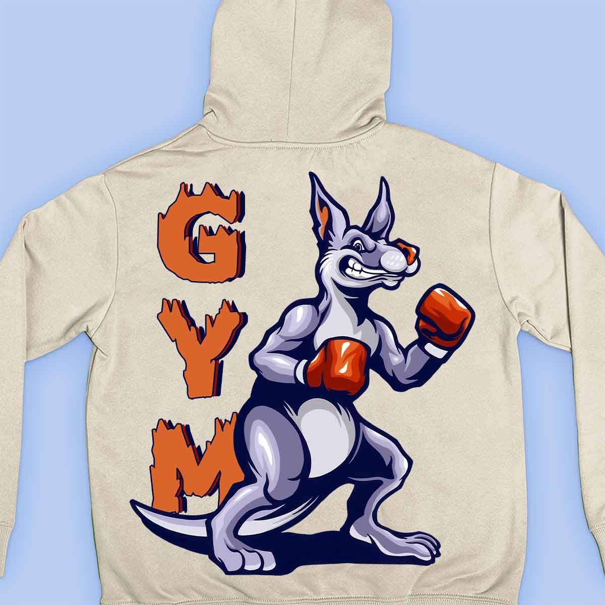 Gym Kangaroo - Sudadera con capucha premium unisex con estampado en la espalda