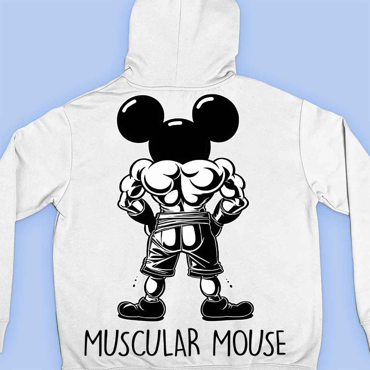 Muscular Mouse - Sudadera con capucha premium unisex con estampado en la espalda