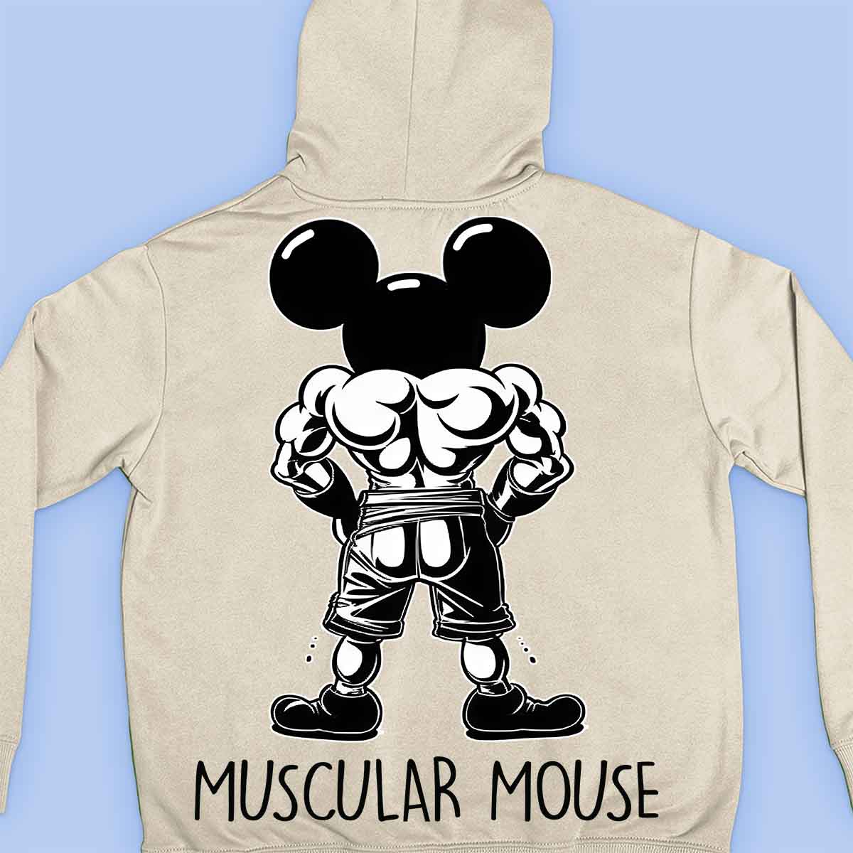 Muscular Mouse - Sudadera con capucha premium unisex con estampado en la espalda