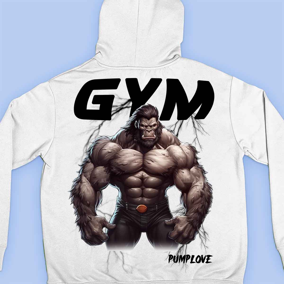 Gym Gorilla - Sudadera con capucha premium unisex con estampado en la espalda