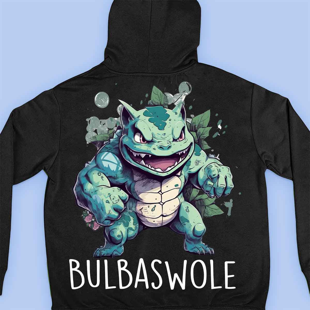 Bulbaswole - Sudadera con capucha premium unisex con estampado en la espalda