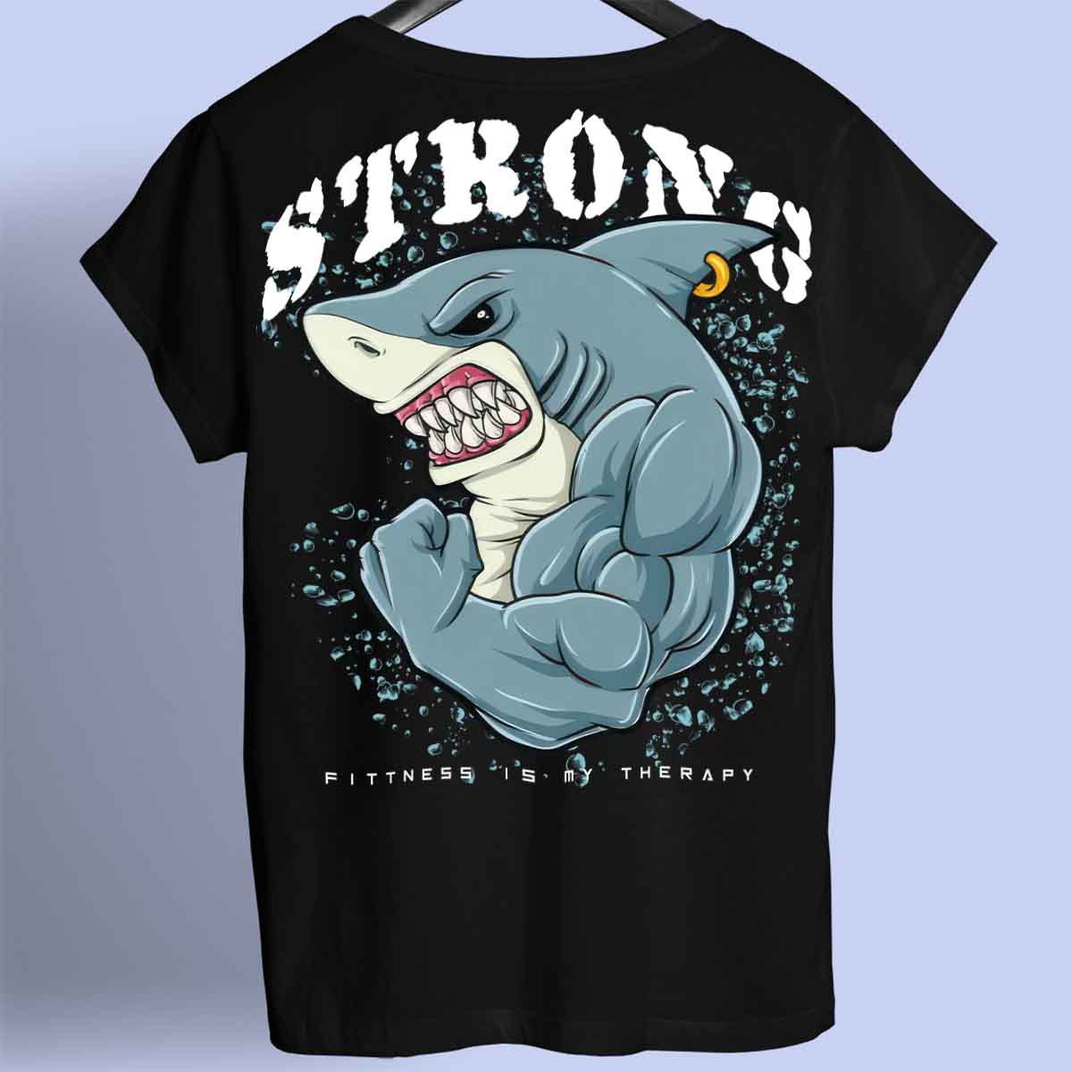 Strong Shark - Camiseta premium unisex con estampado en la espalda