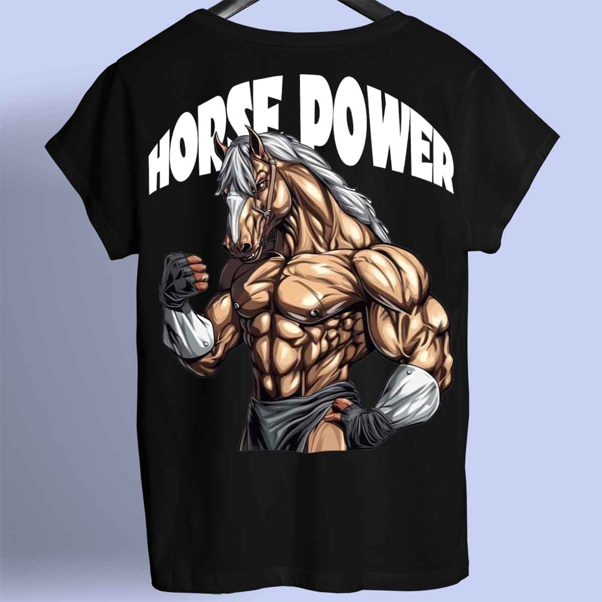 Horse Power - Camiseta premium unisex con estampado en la espalda