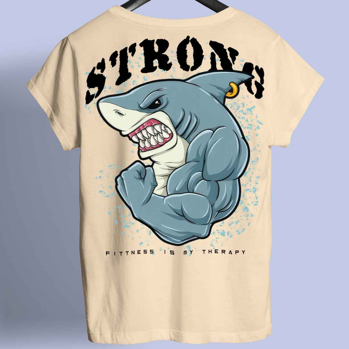 Strong Shark - Camiseta premium unisex con estampado en la espalda