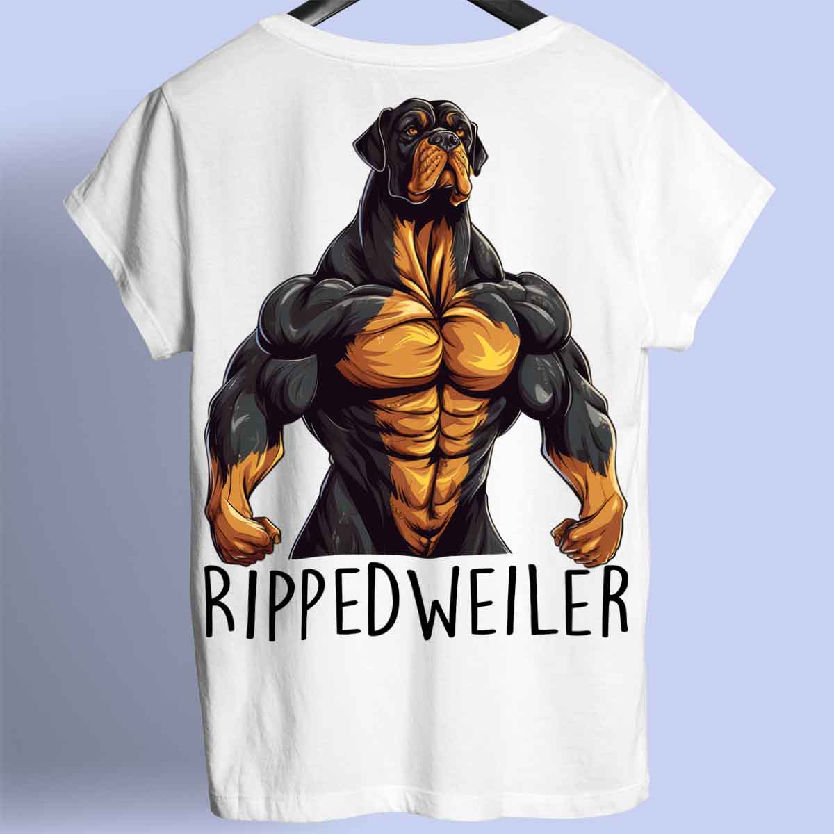 Rippedweiler - Camiseta premium unisex con estampado en la espalda