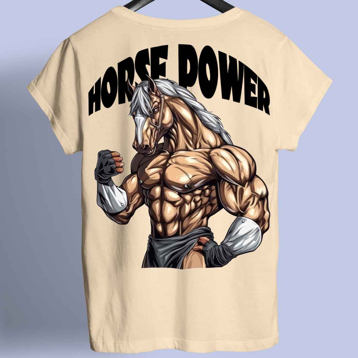 Horse Power - Camiseta premium unisex con estampado en la espalda