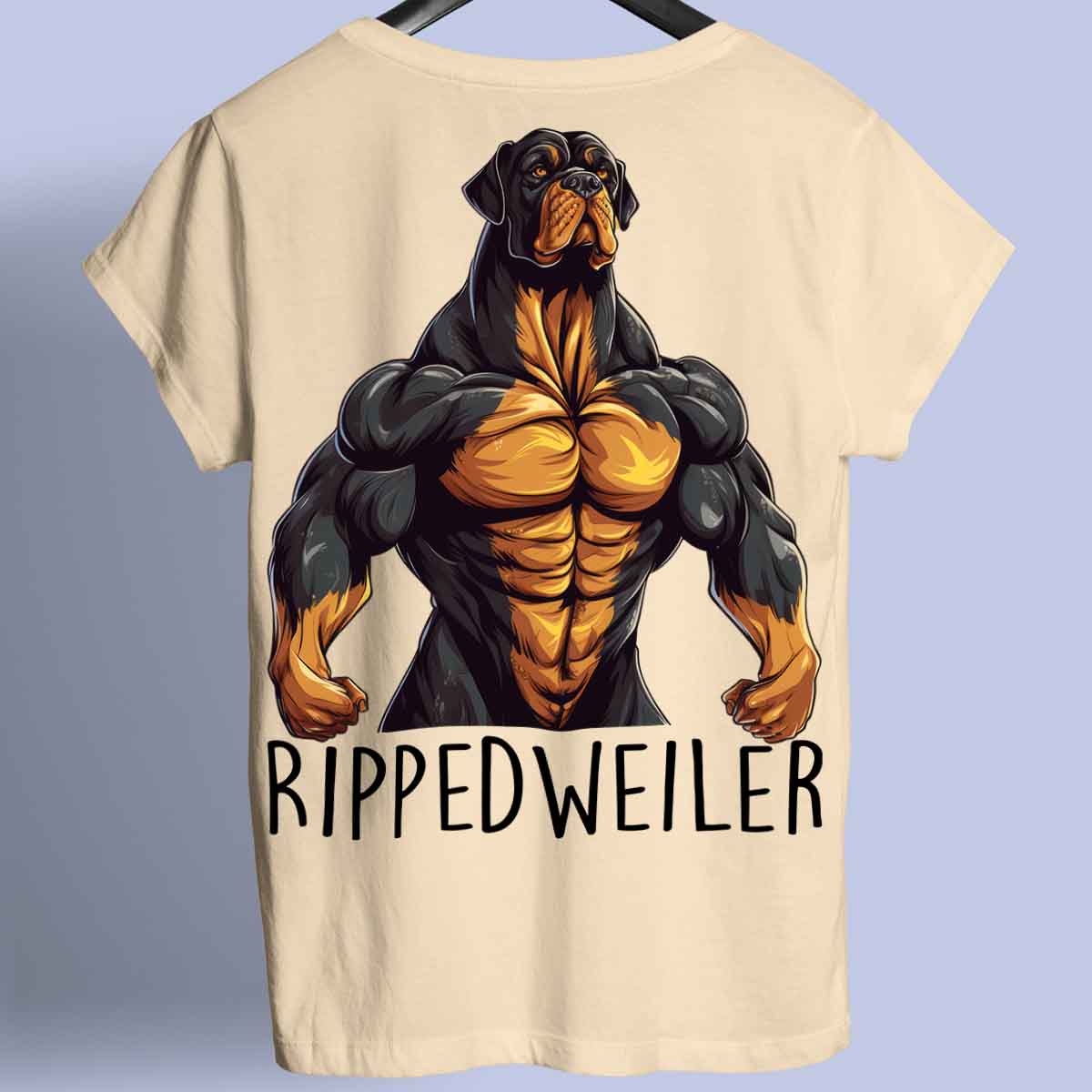 Rippedweiler - Camiseta premium unisex con estampado en la espalda