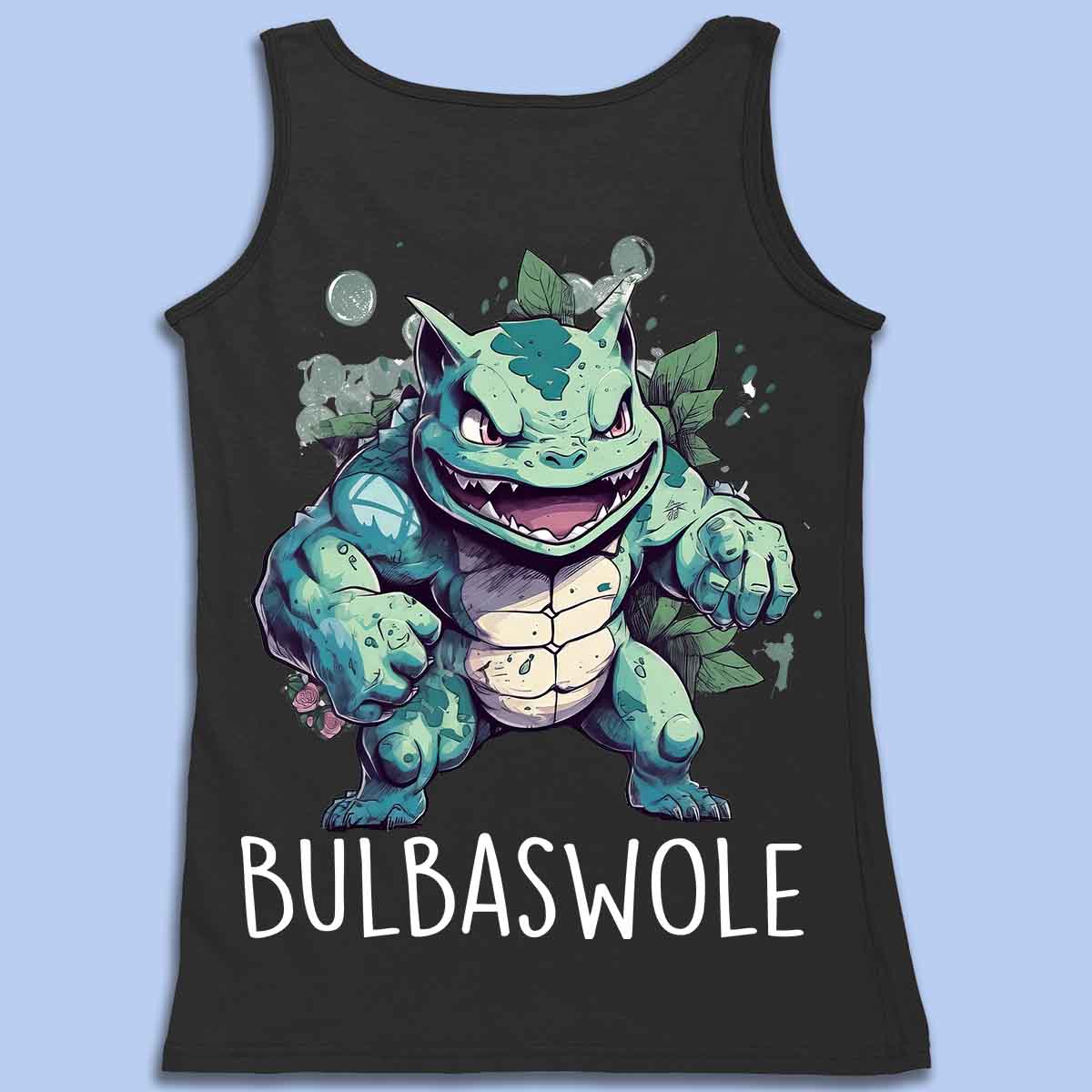 Bulbaswole - Camiseta sin mangas premium unisex con estampado en la espalda