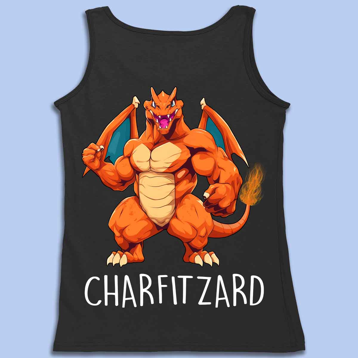 Charizard - Camiseta sin mangas premium con estampado en la espalda unisex