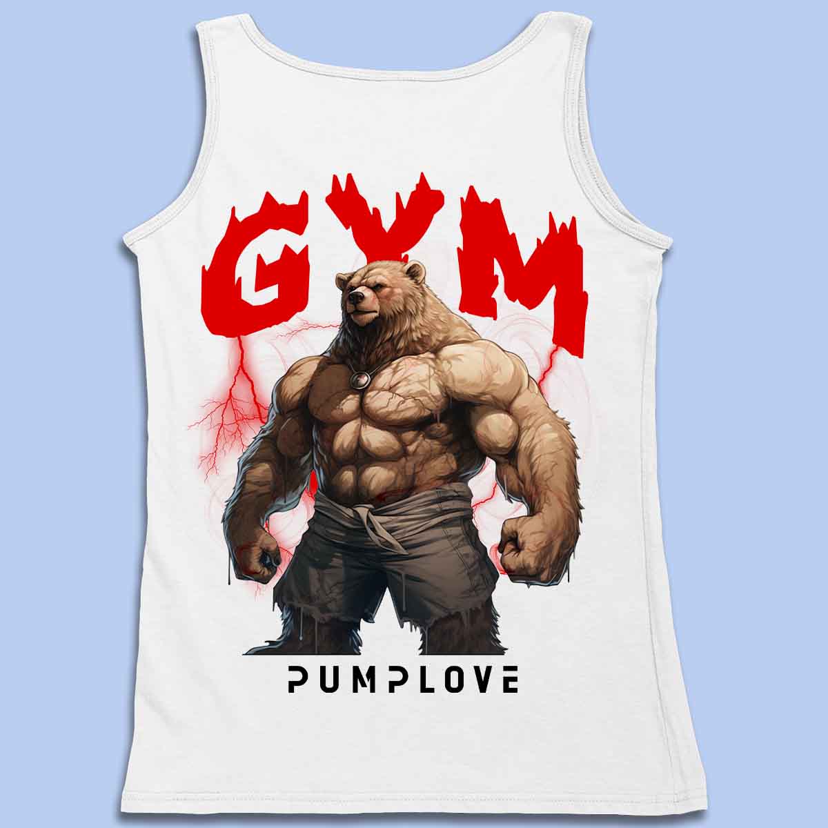 Gym Near - Camiseta sin mangas premium unisex con estampado en la espalda