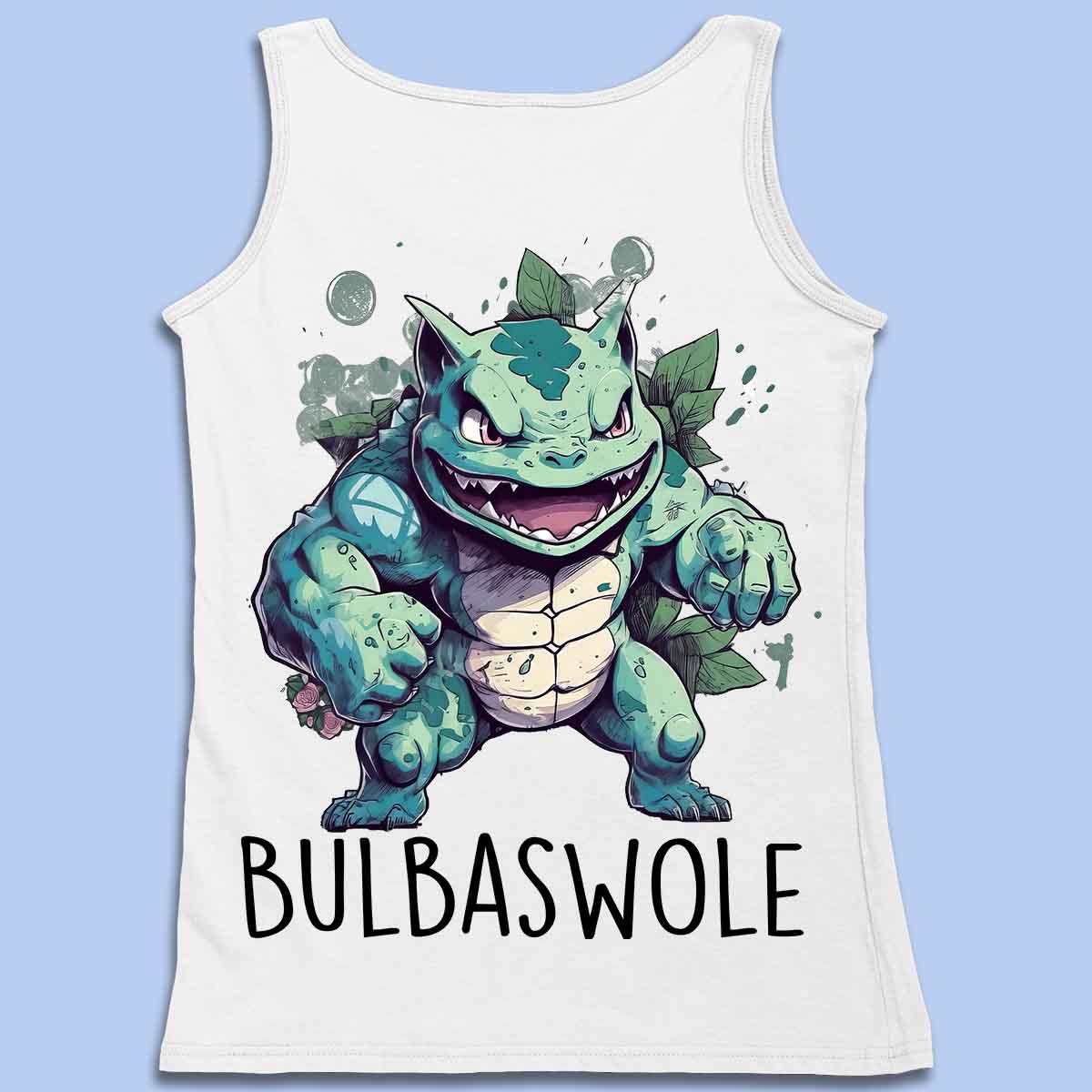 Bulbaswole - Camiseta sin mangas premium unisex con estampado en la espalda